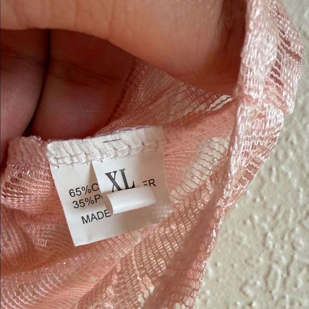 Vintage 1980’s Pink Lace coquette romantic sheer ruffle Bodysuit - Picture 3 of 10